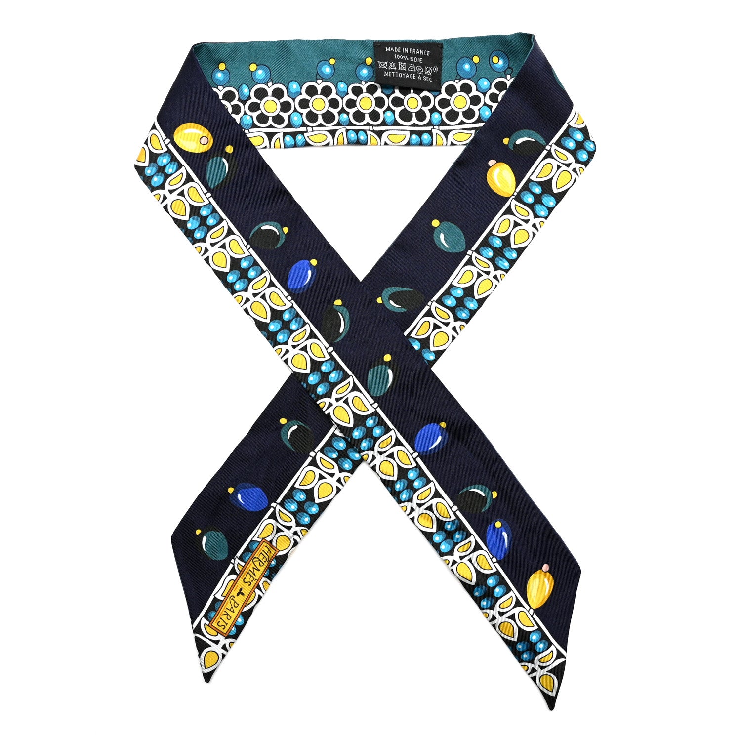 Hermes Silk Parures Des Maharajas Twilly Marine Cannard Jaune 1 of 5
