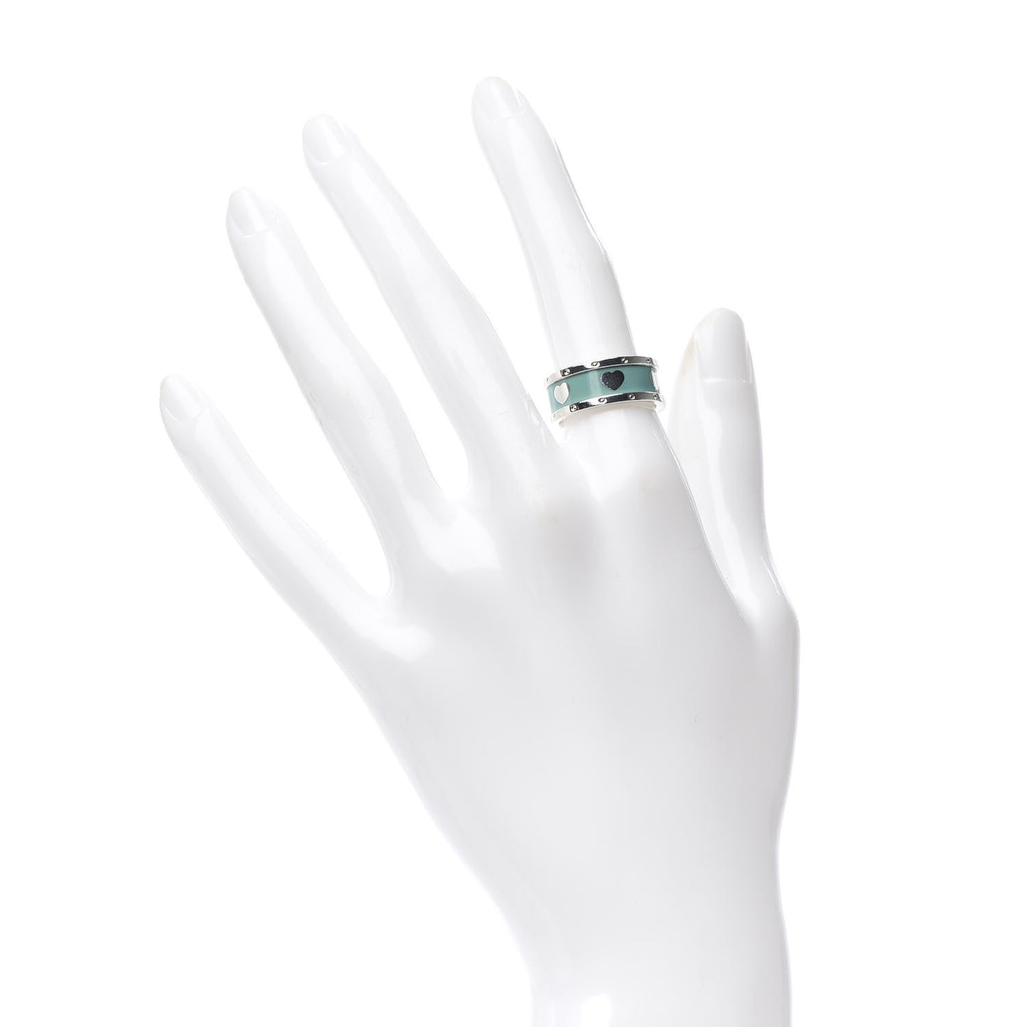 Sterling Silver Enamel Heart Band Ring 51 5.75