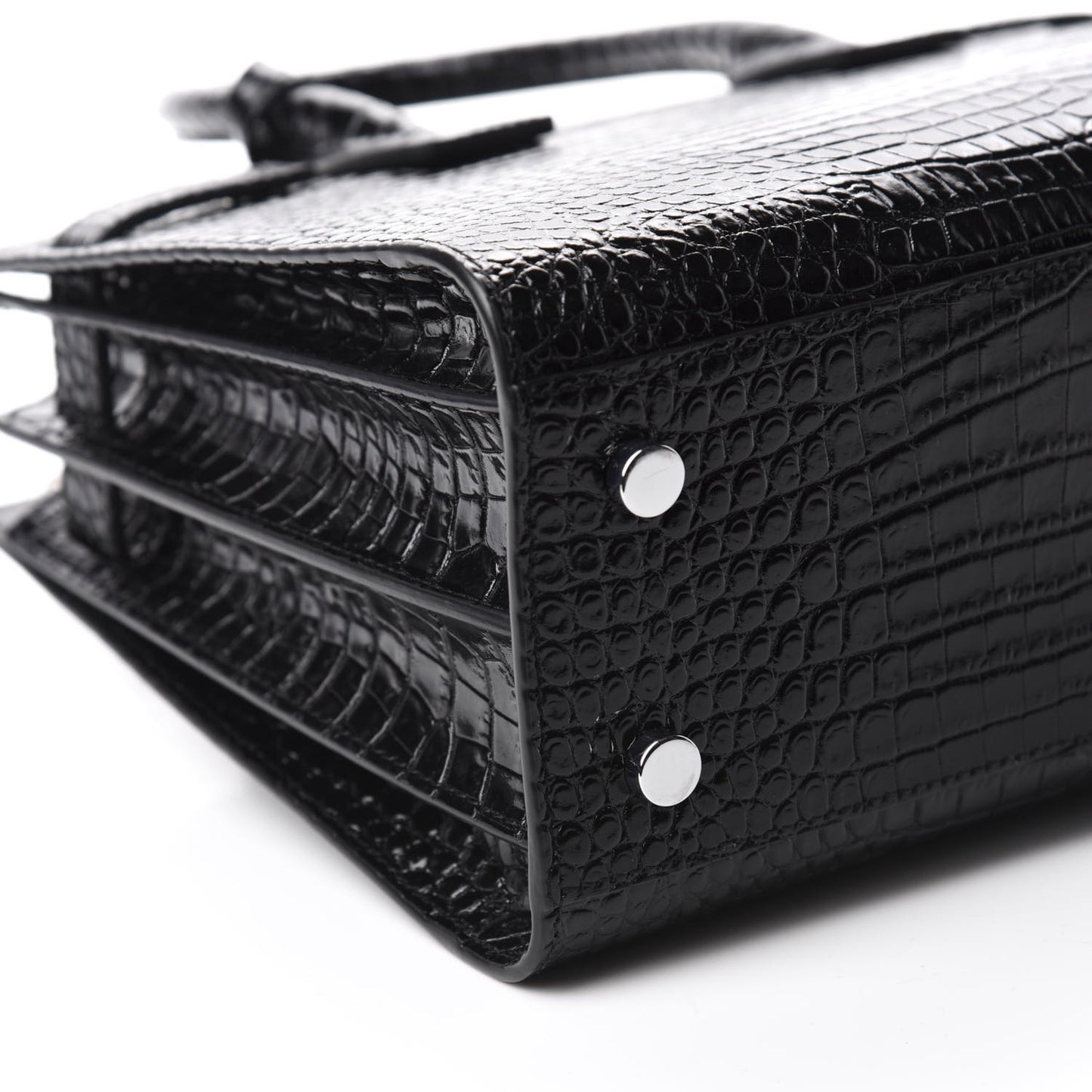 Calfskin Crocodile Embossed Baby Sac De Jour Black