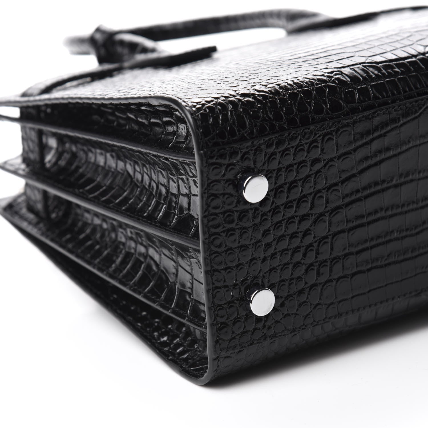 Saint Laurent Calfskin Crocodile Embossed Baby Sac De Jour Black 7 of 10