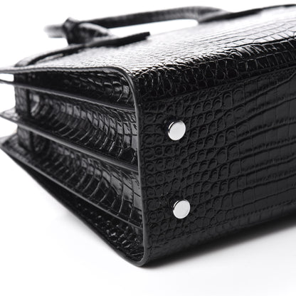 Saint Laurent Calfskin Crocodile Embossed Baby Sac De Jour Black 7 of 10