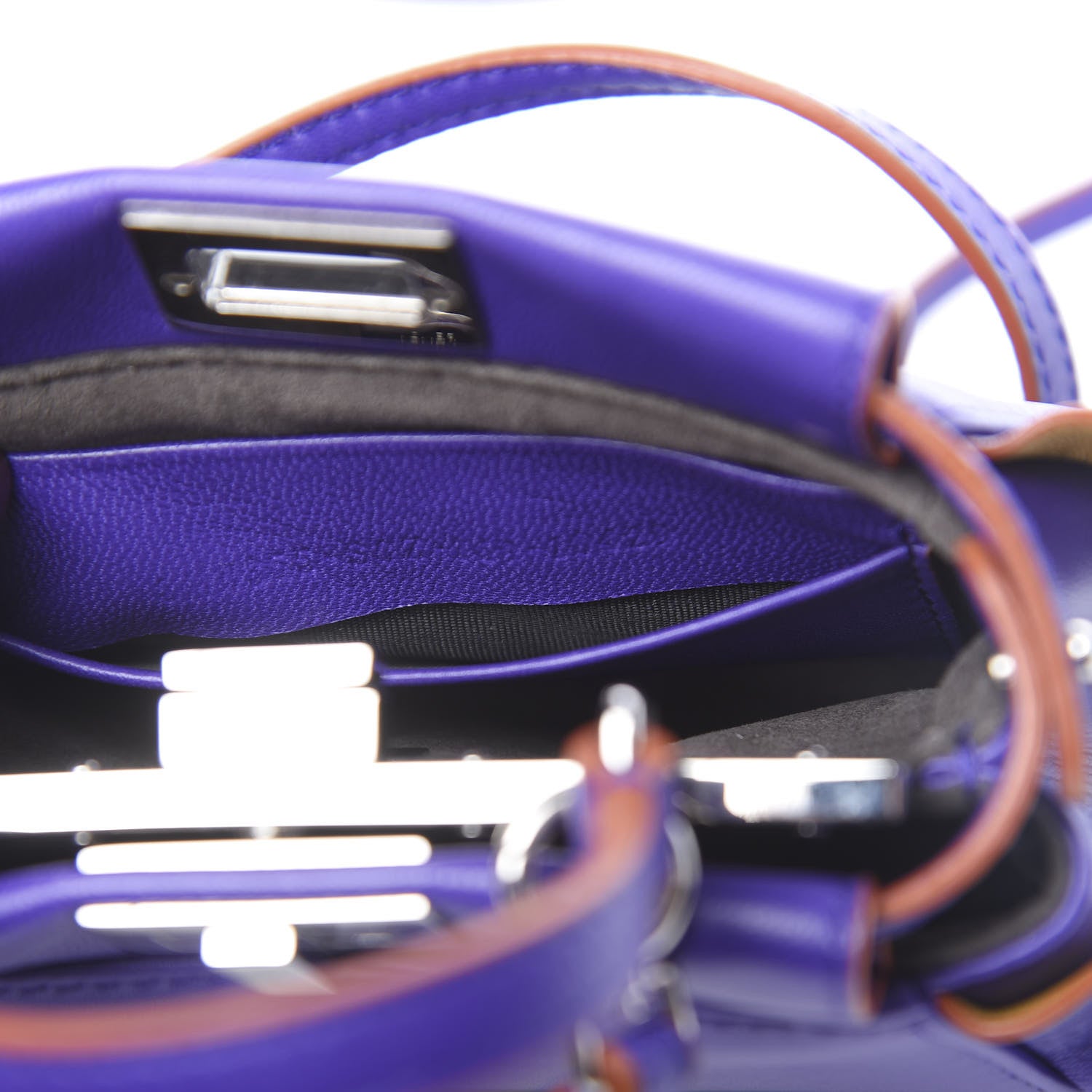 Fendi Shiny Nappa Waves Bi-Color Micro Peekaboo Iconic Satchel Purple Amber 8 of 11