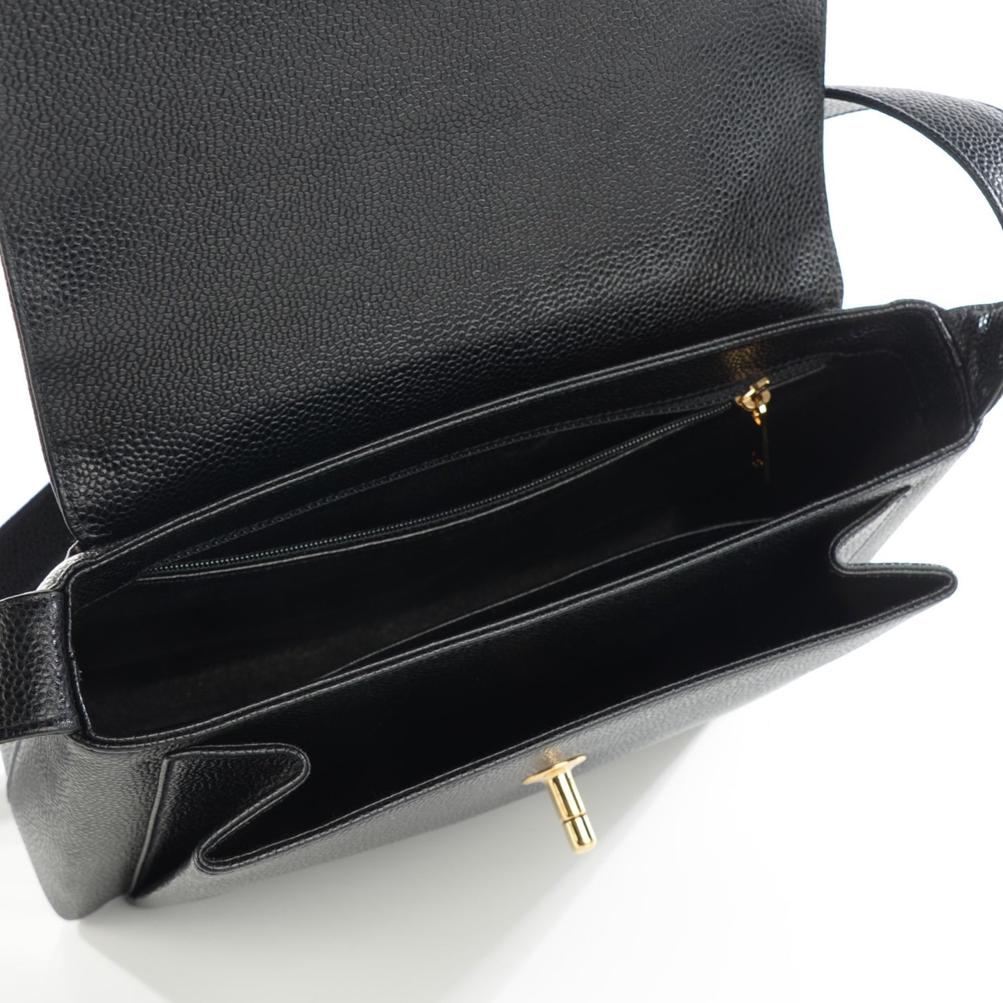 Caviar Flap Shoulder Bag Black