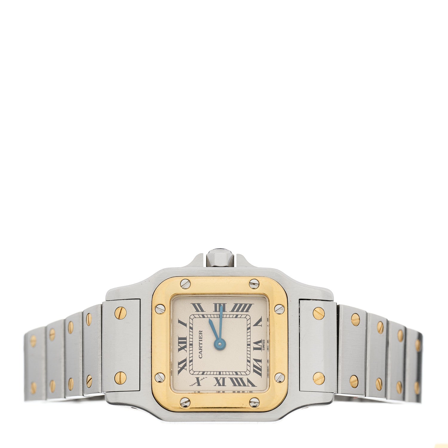 Cartier Stainless Steel 18K Yellow Gold 24mm Santos De Cartier Galbee Quartz Watch 2 of 4