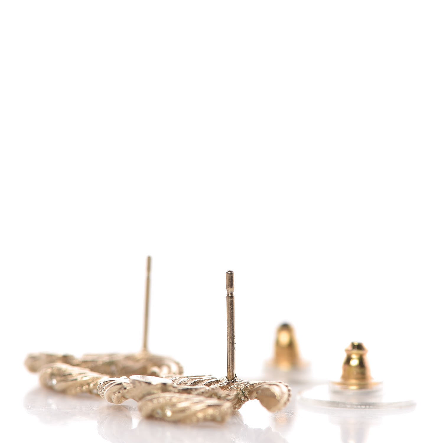 Chanel Crystal Twisted CC Earrings Gold 4 of 5