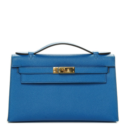 Hermes Epsom Kelly Pochette Clutch Bleu Izmir 1 of 19