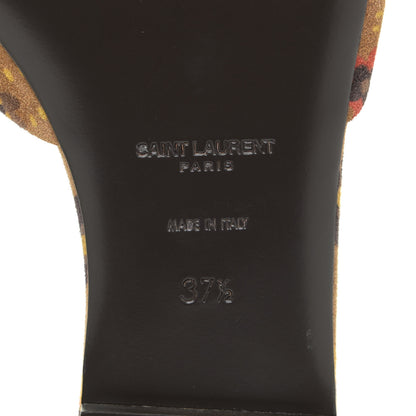 Saint Laurent Bianca Floral Suede Slide Sandals 37.5 Beige Multicolor 9 of 15