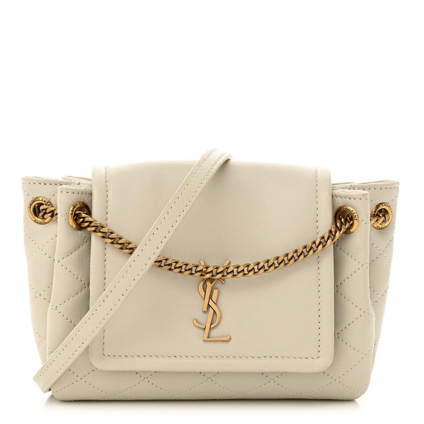 Lambskin Quilted Monogram Mini Nolita Crema Soft