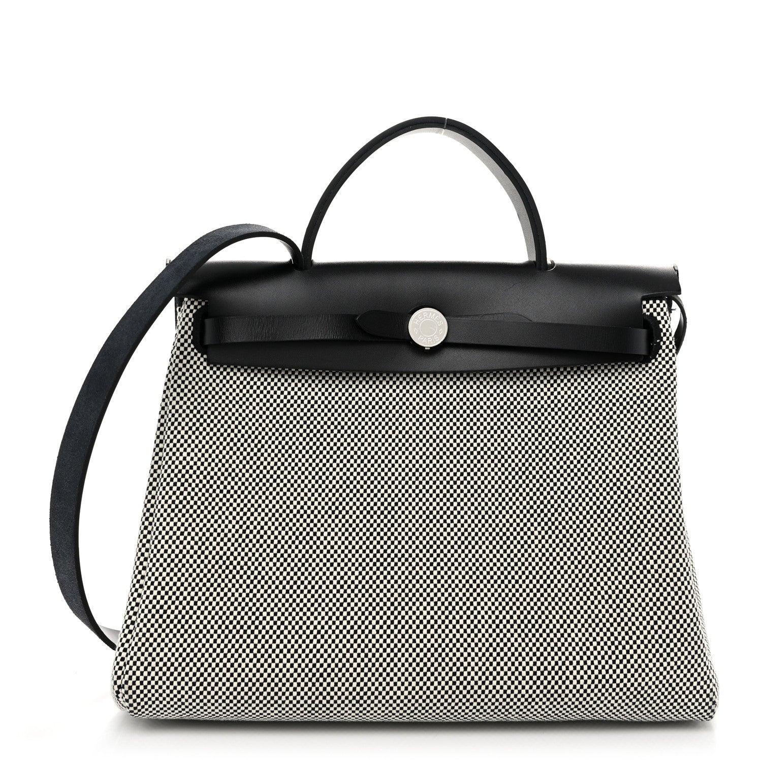 Hermes Vache Hunter Criss Viking Herbag Zip Retourne 31 PM Ecru Black 1 of 12