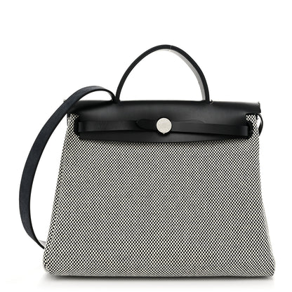 Hermes Vache Hunter Criss Viking Herbag Zip Retourne 31 PM Ecru Black 1 of 12