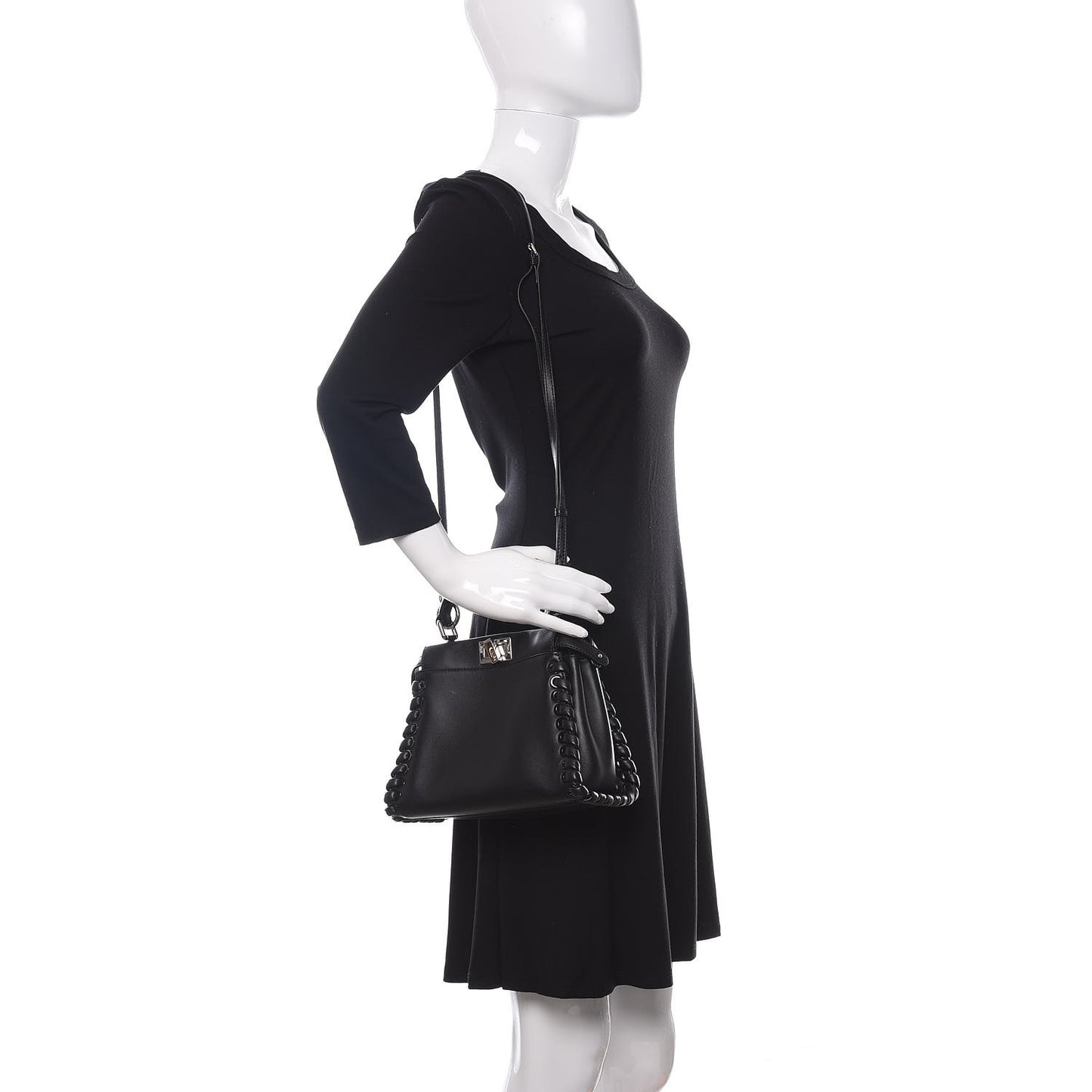 Nappa Lace Up Mini Peekaboo Iconic Satchel Black