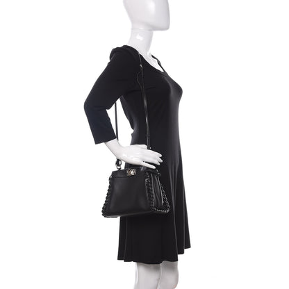 Fendi Nappa Lace Up Mini Peekaboo Iconic Satchel Black 2 of 11