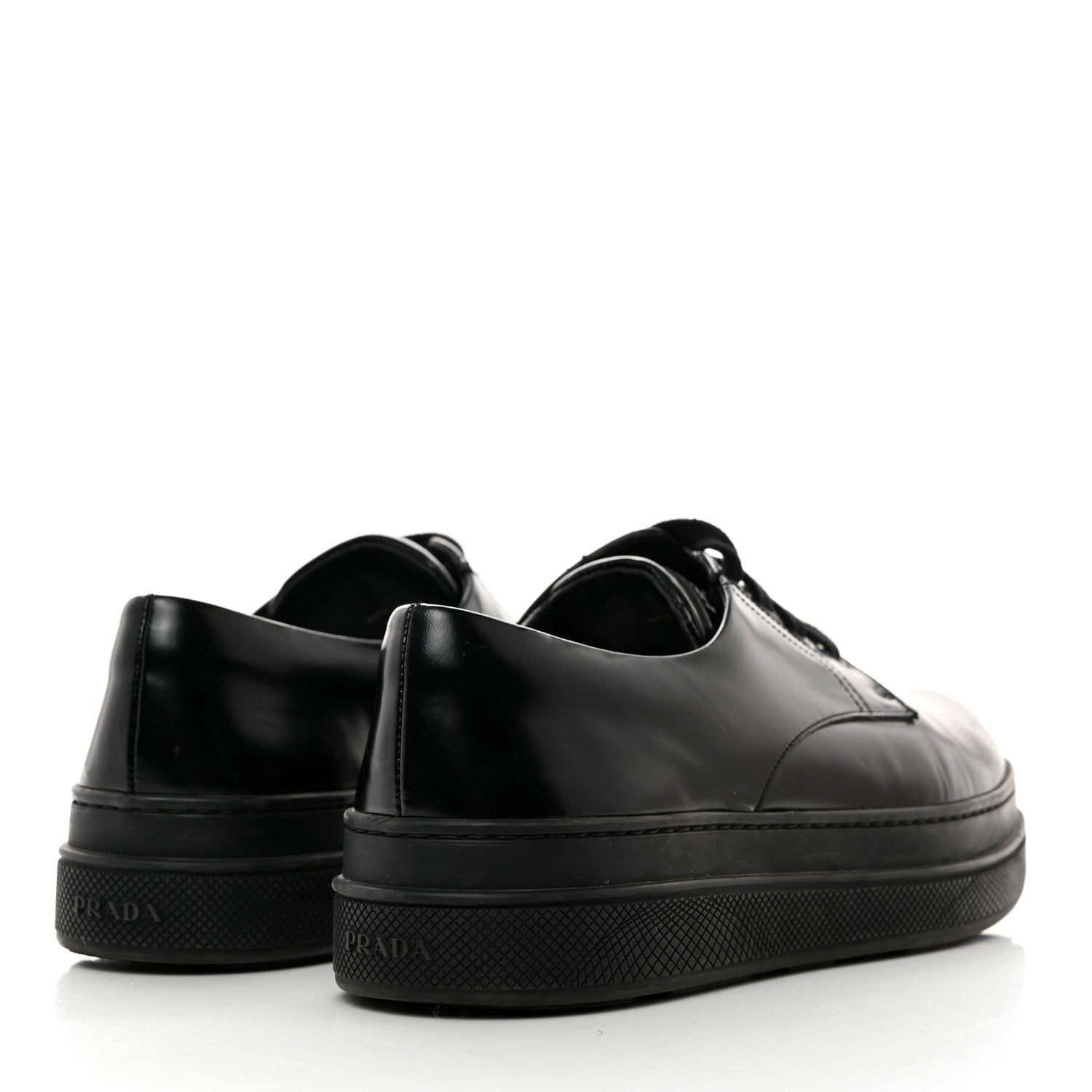 Prada Vitello Soft Low Top Sneakers 40.5 Black 4 of 8