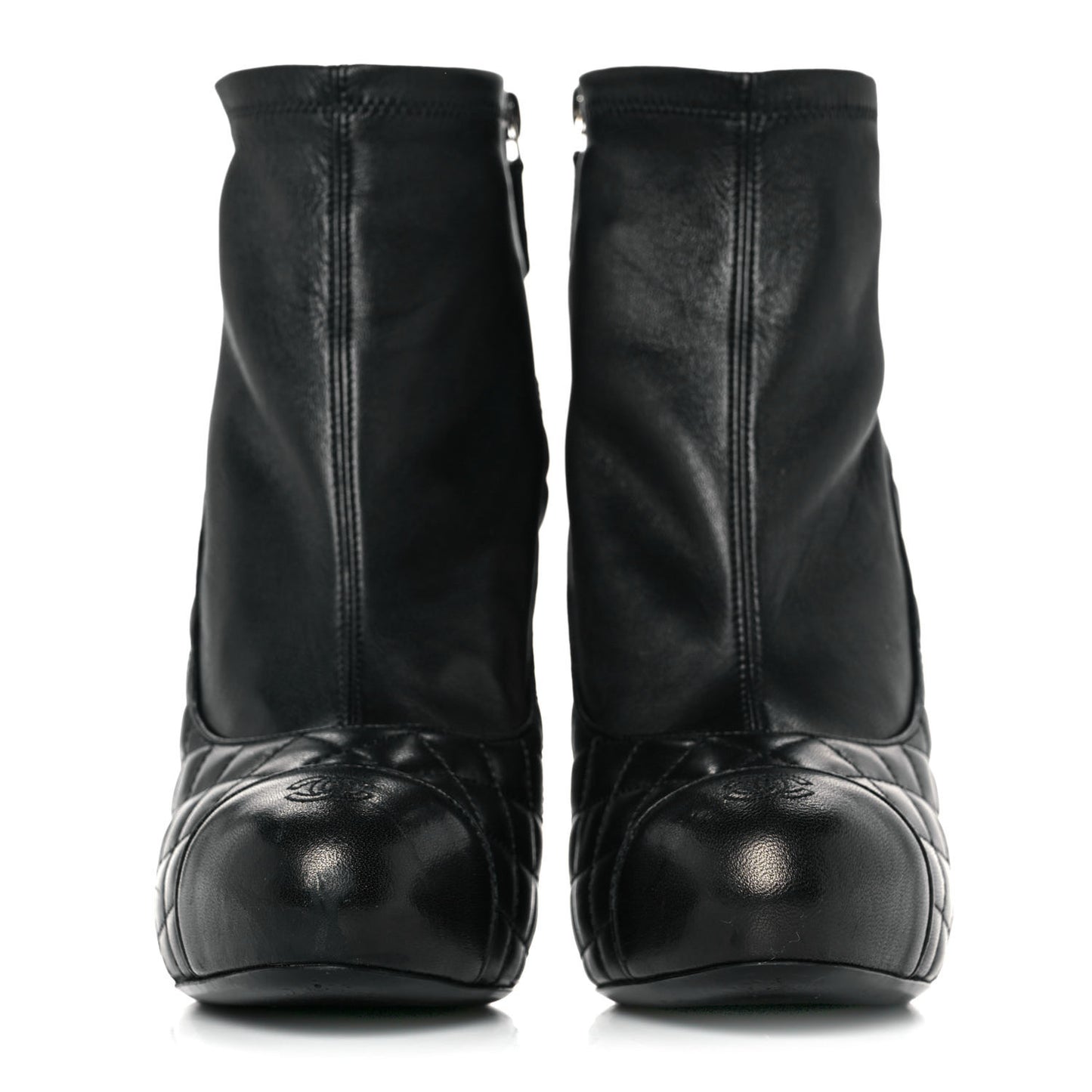 Lambskin Quilted CC Booties 40 Black
