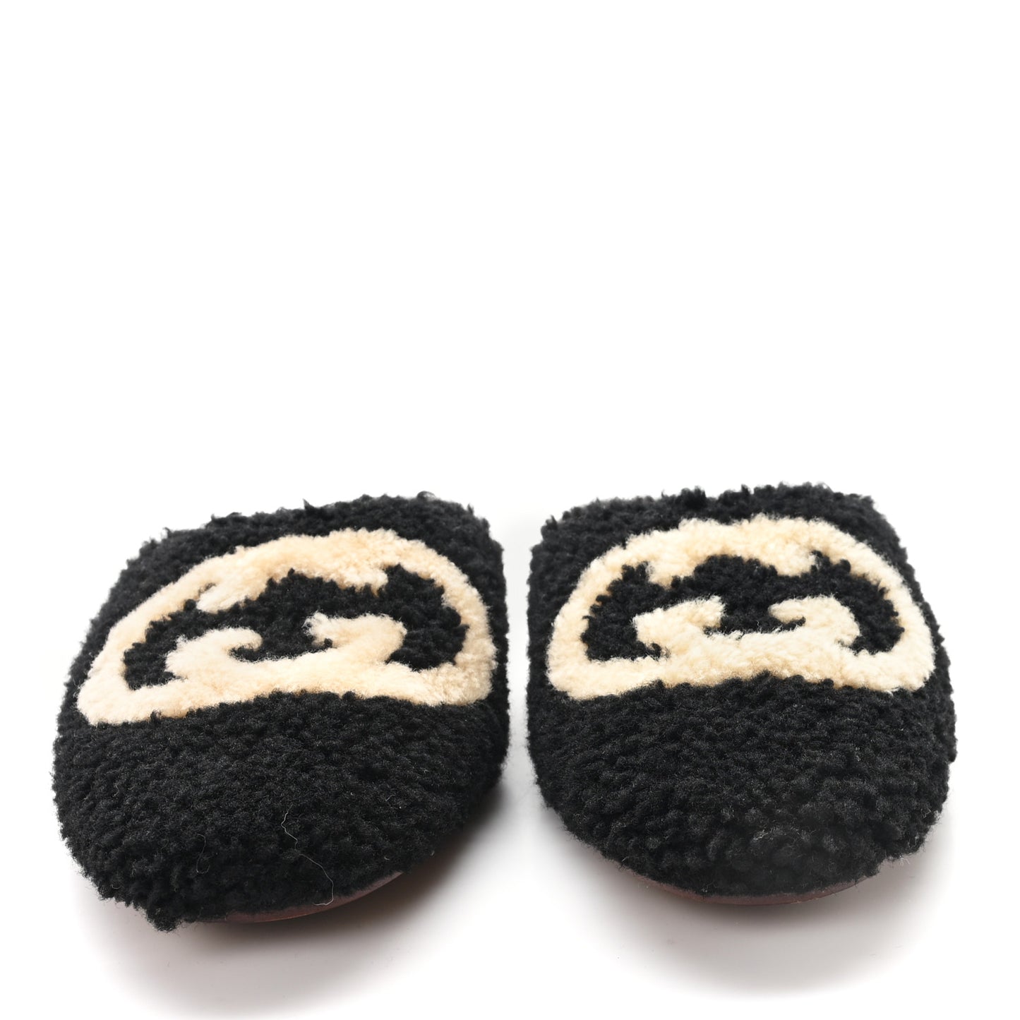 Faux Shearling Interlocking G Womens Eileen Slippers 36.5 Butterscotch Black