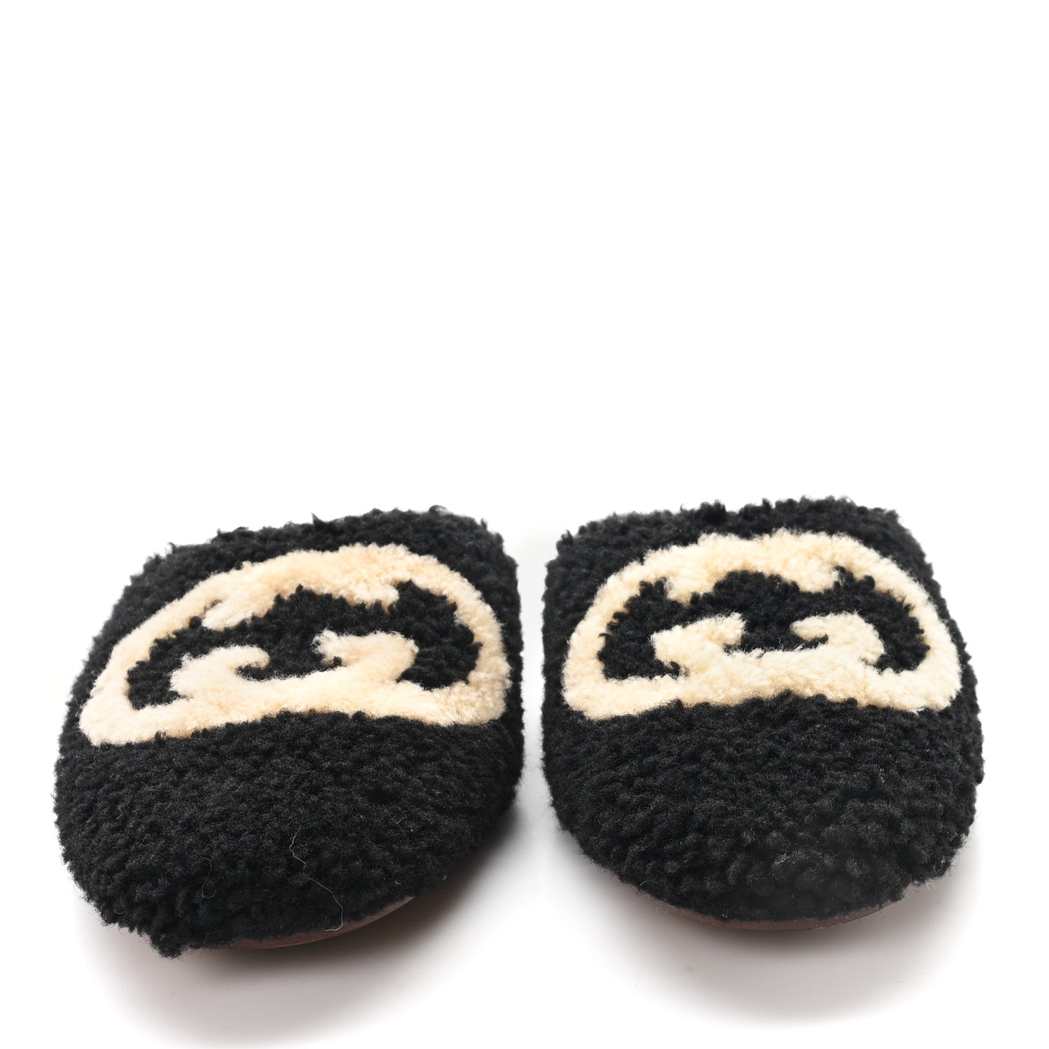Gucci Faux Shearling Interlocking G Womens Eileen Slippers 36.5 Butterscotch Black 3 of 9