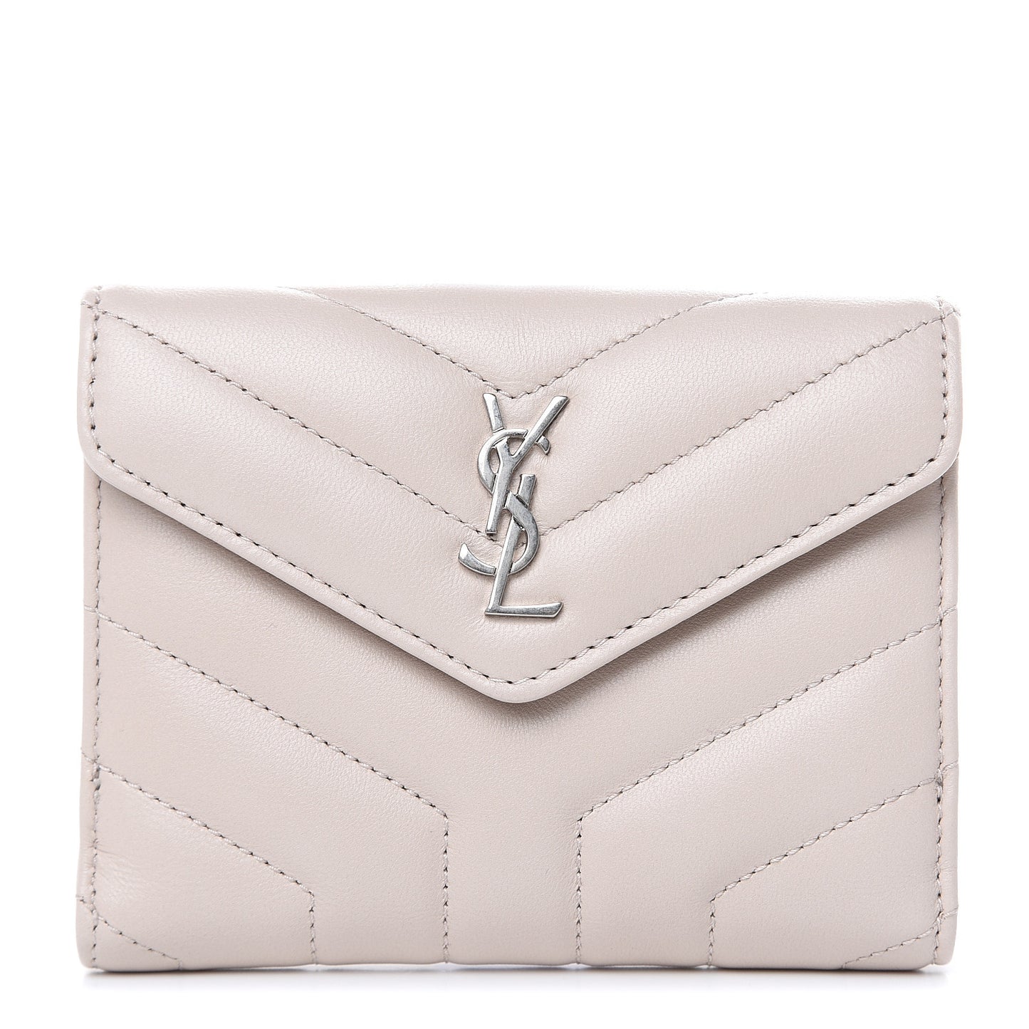 Lambskin Y Quilted Monogram Compact Loulou Wallet Nude Powder