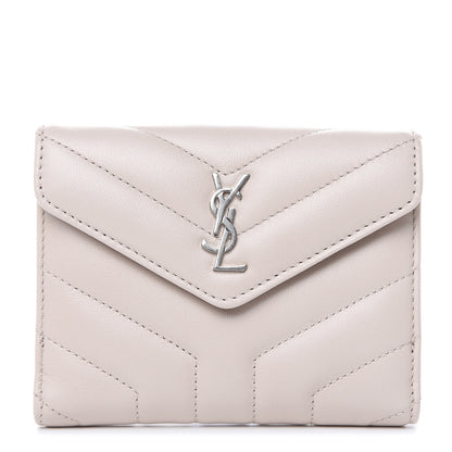 Saint Laurent Lambskin Y Quilted Monogram Compact Loulou Wallet Nude Powder 1 of 11