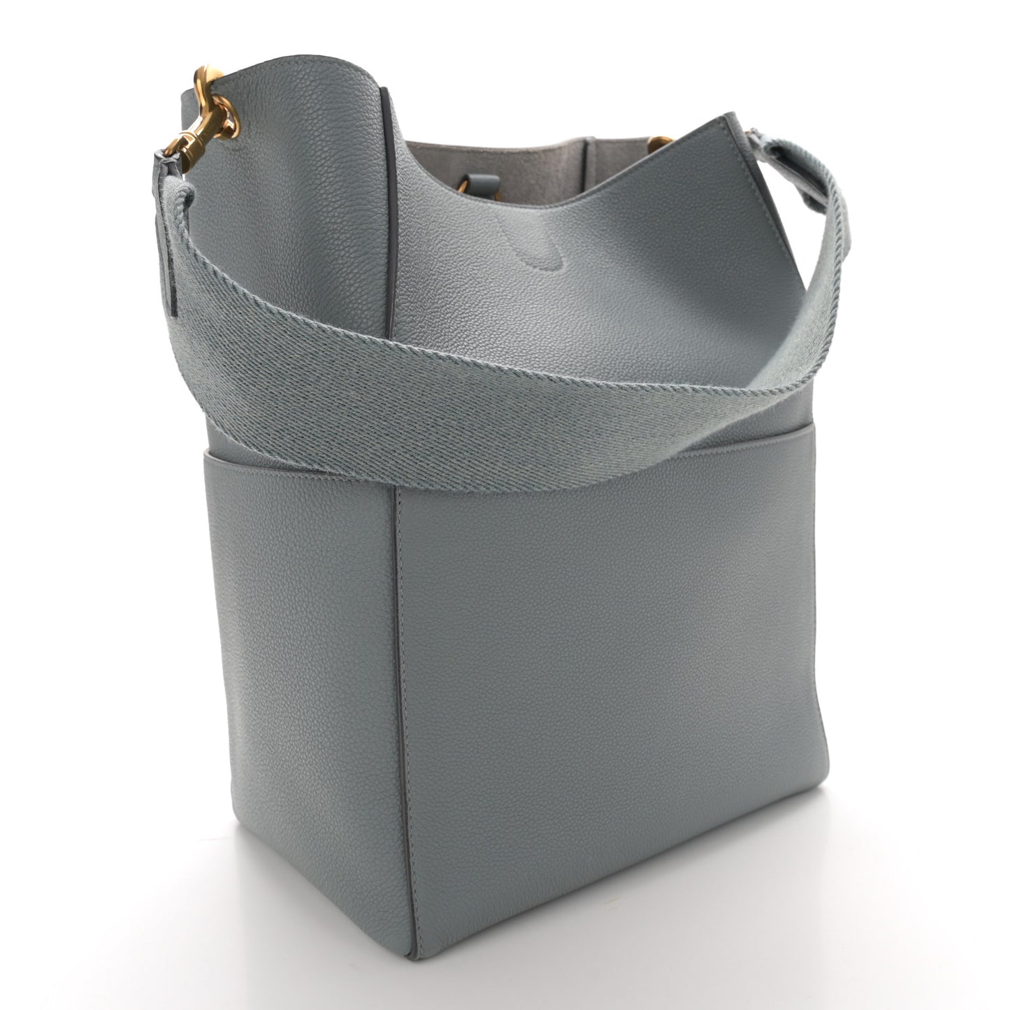 Soft Grained Calfskin Sangle Bucket Bag Storm