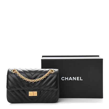 Chanel Aged Calfskin Chevron Quilted 2.55 Reissue Mini Flap Black 10 of 10