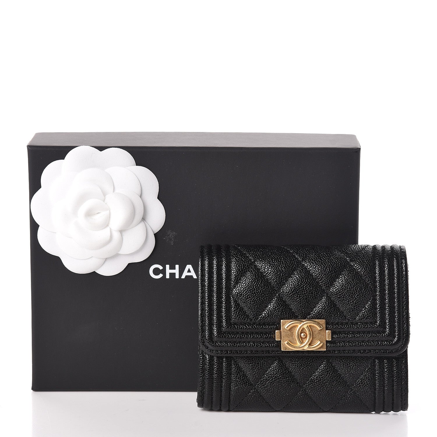 Chanel Caviar Quilted Boy Flap Card Holder Black 9 of 9