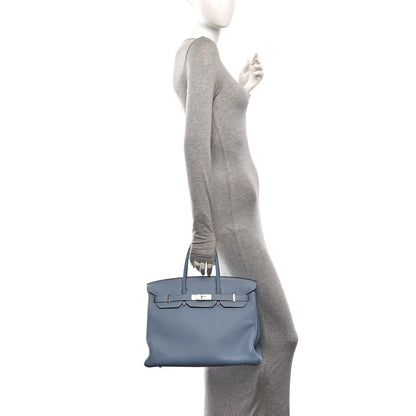 Hermes Togo Birkin 35 Bleu Lin 2 of 10