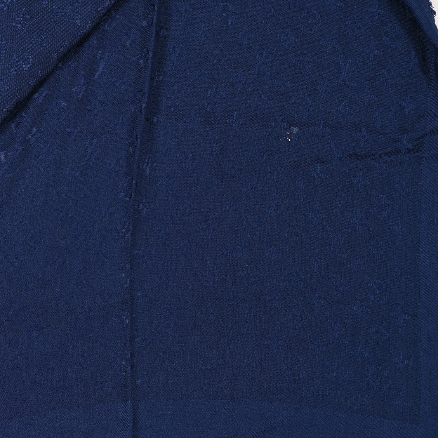 Louis Vuitton Silk Wool Monogram Shawl Night Blue 3 of 4
