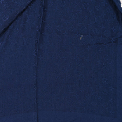 Louis Vuitton Silk Wool Monogram Shawl Night Blue 3 of 4