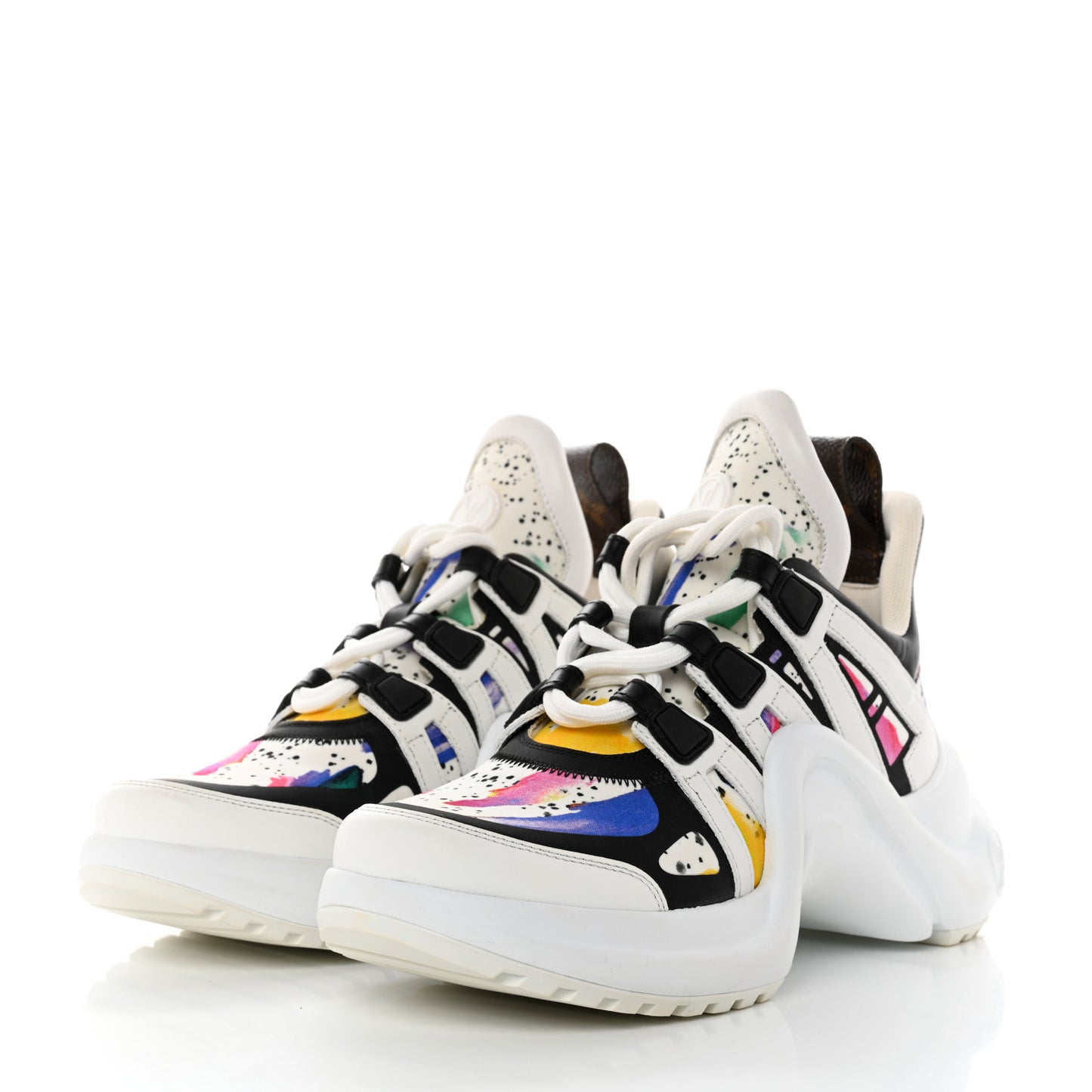 Flower Printed Calfskin Monogram LV Archlight Sneakers 35.5 Black Rose