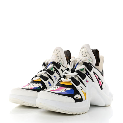 Louis Vuitton Flower Printed Calfskin Monogram LV Archlight Sneakers 35.5 Black Rose 3 of 8