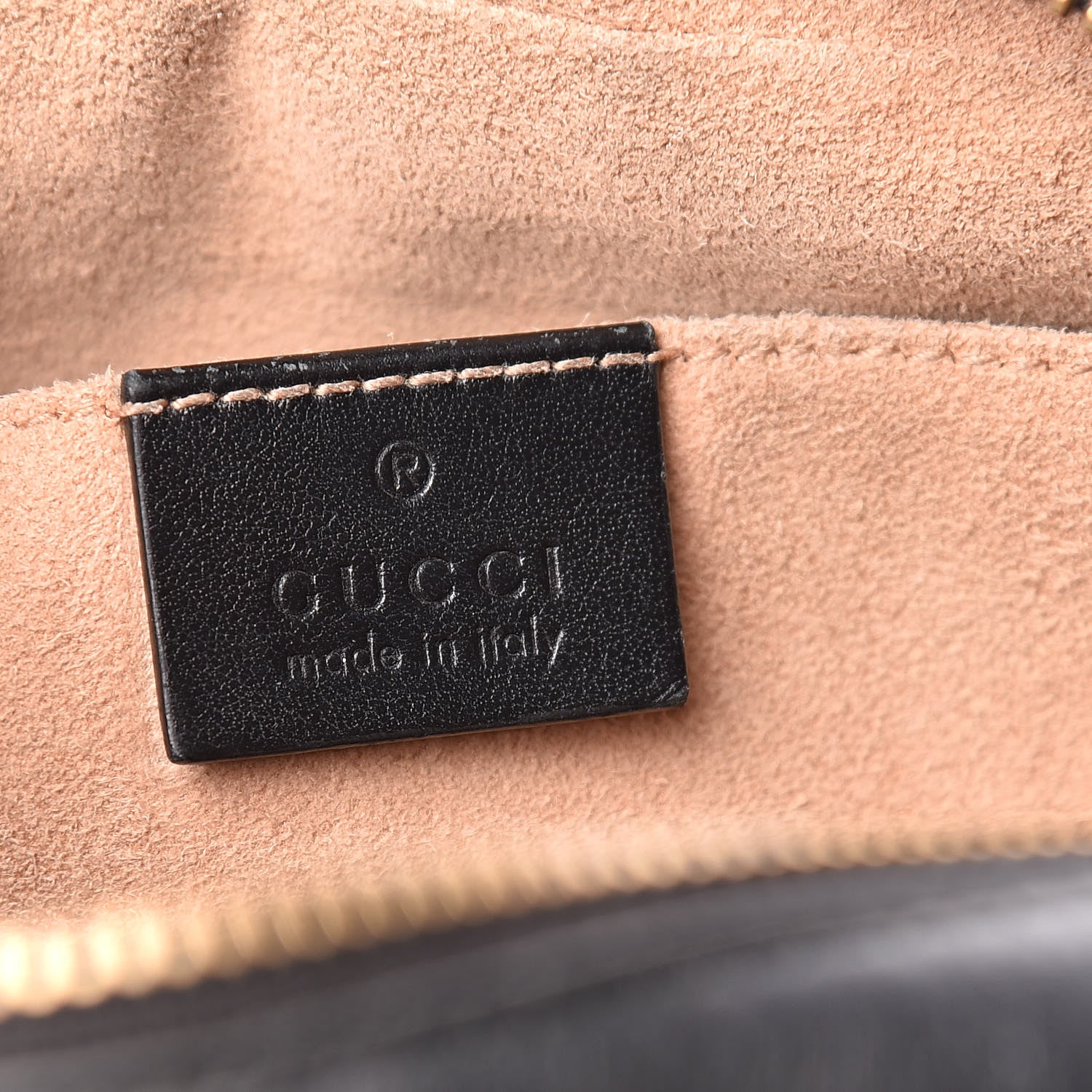 Gucci Calfskin Matelasse Small GG Marmont Chain Shoulder Bag Black 6 of 10