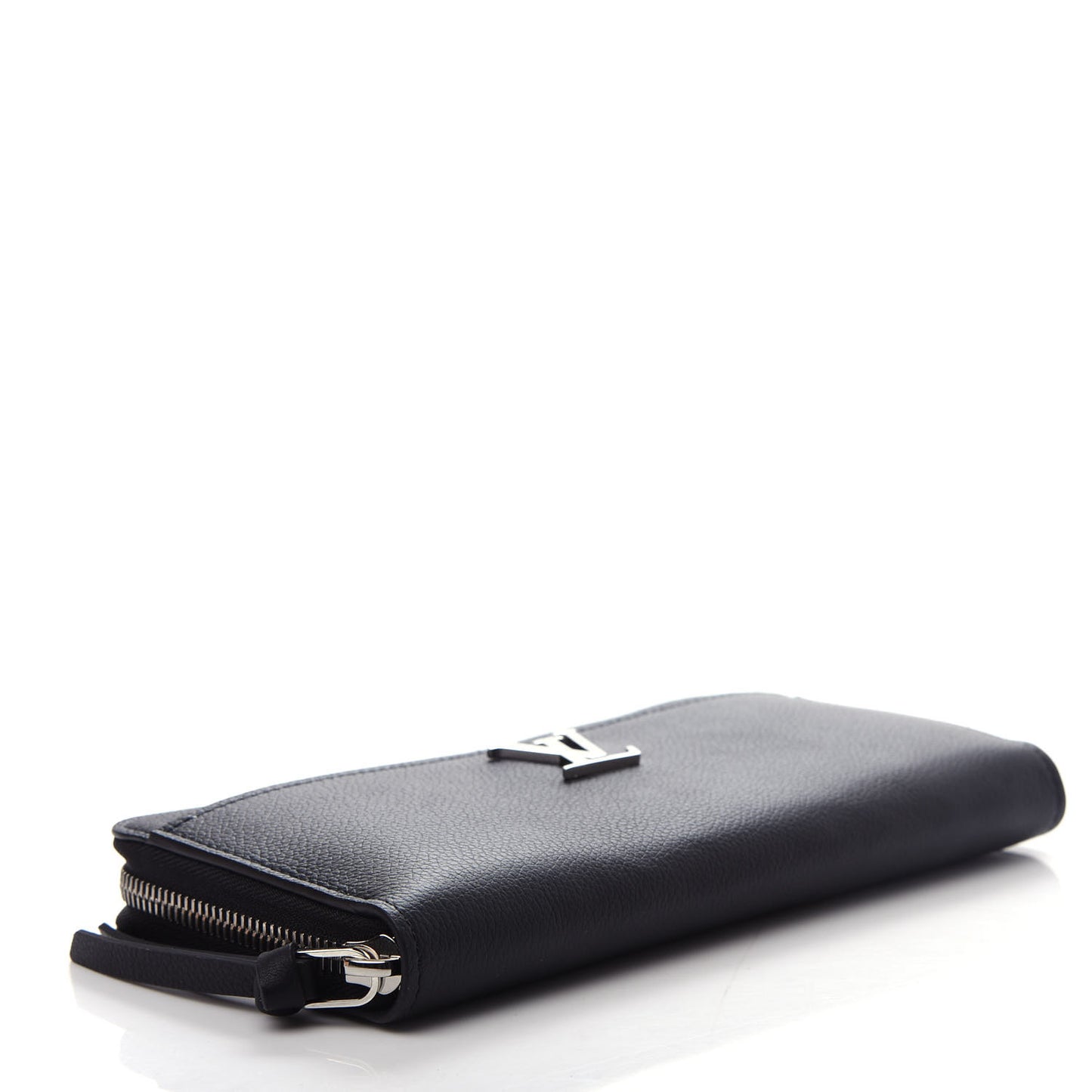 Calfskin Zippy Lockme Wallet Black