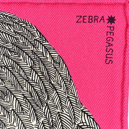 Hermes Silk Carre Zebra Pegasus Nano Scarf 20 Rose Bonbon Black White 4 of 4