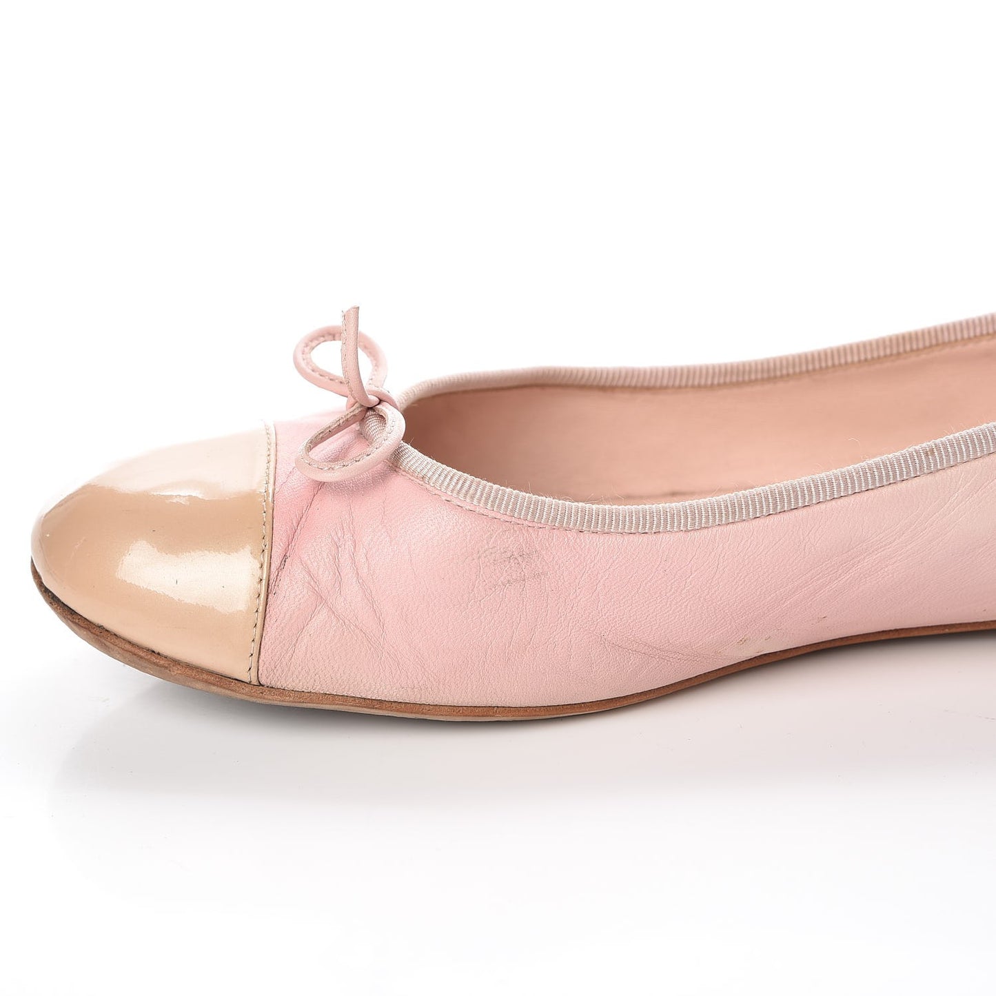 Lambskin Patent Cap Toe CC Ballerina Flats 40 Rose Clair