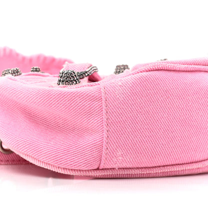 Balenciaga Washed Frayed Denim Crystal Le Cagole Shoulder Bag XS Denim Pink 9 of 14