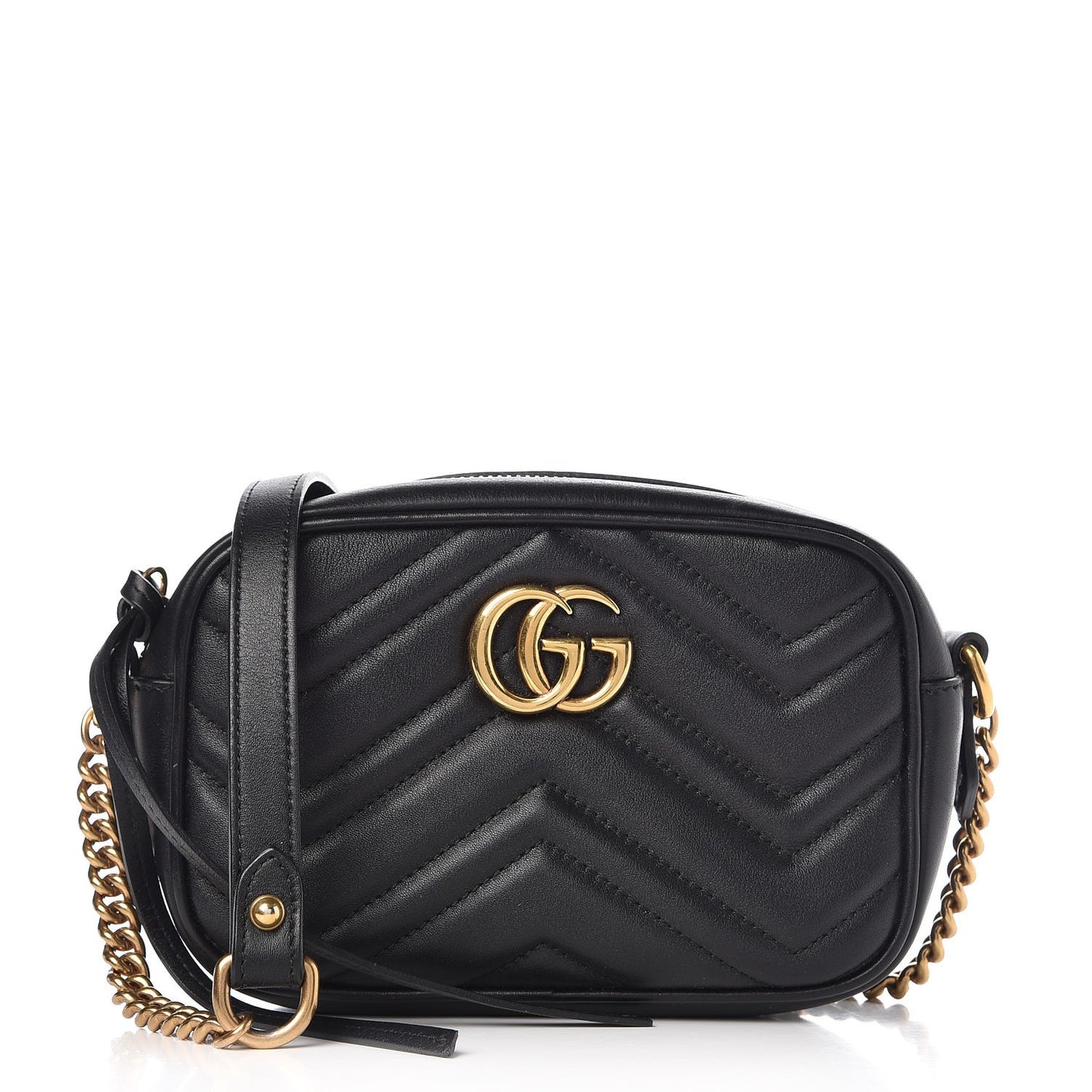 Calfskin Matelasse Mini GG Marmont Chain Shoulder Bag Black