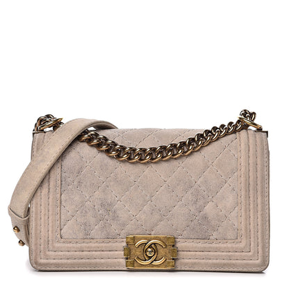 Chanel Iridescent Calfskin Quilted Medium Boy Flap Beige 1 of 13