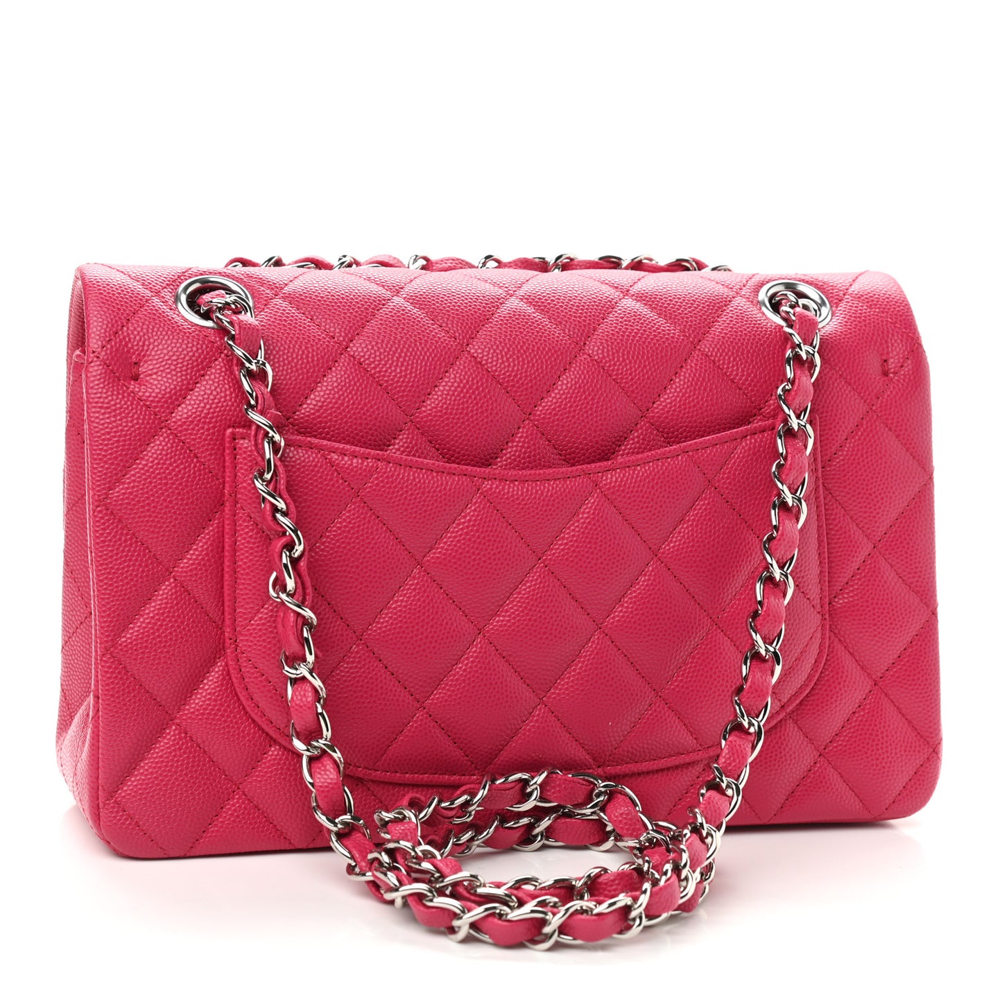 Caviar Quilted Small Double Flap Dark Pink
