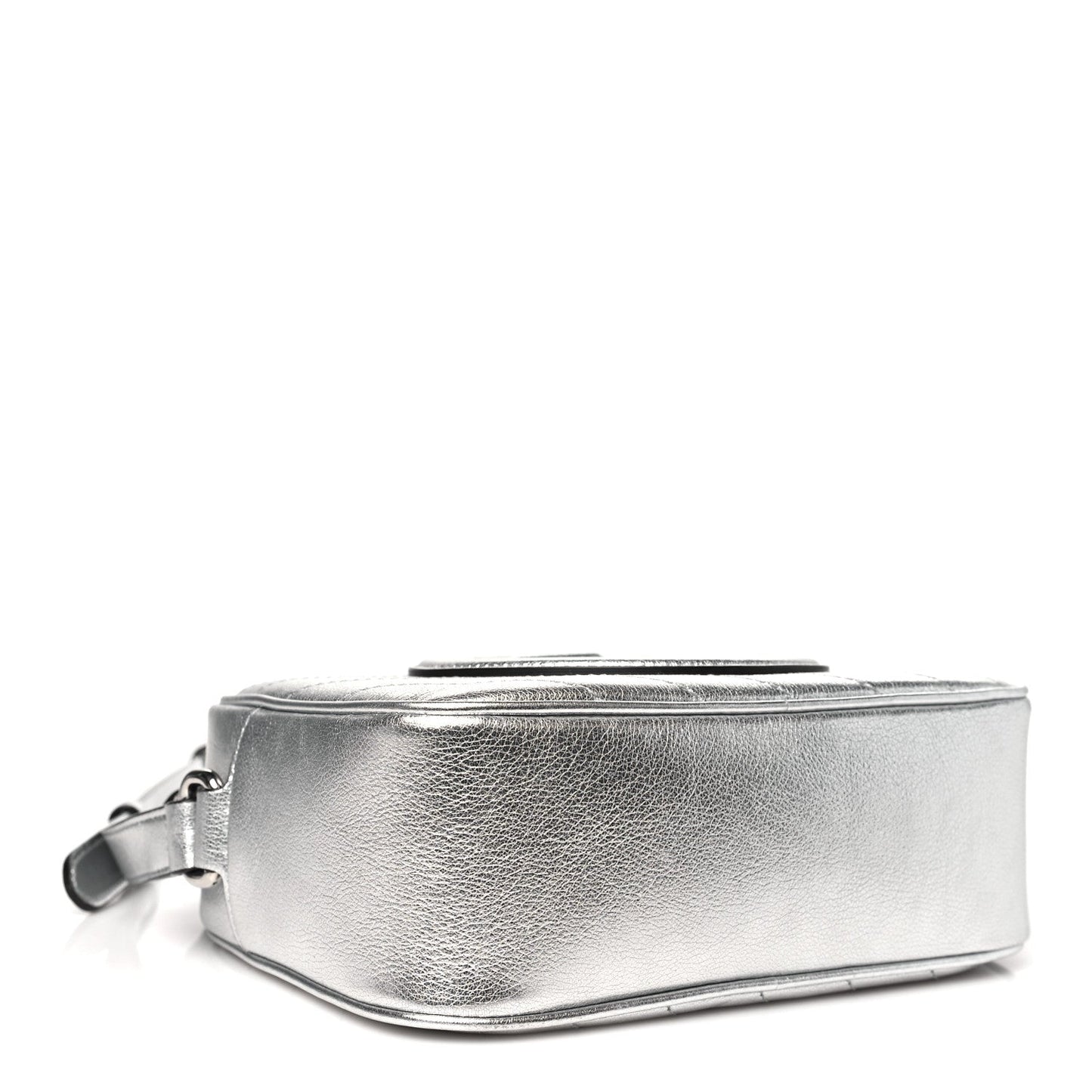 Metallic Sakai Be Green Calfskin Diagonal Stitched Small Blondie Shoulder Bag Silver