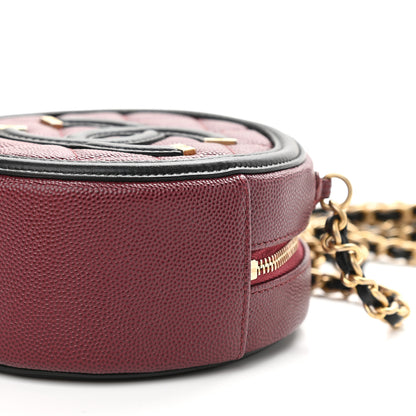 Chanel Caviar Quilted Round Filigree Crossbody Burgundy Black 9 of 9