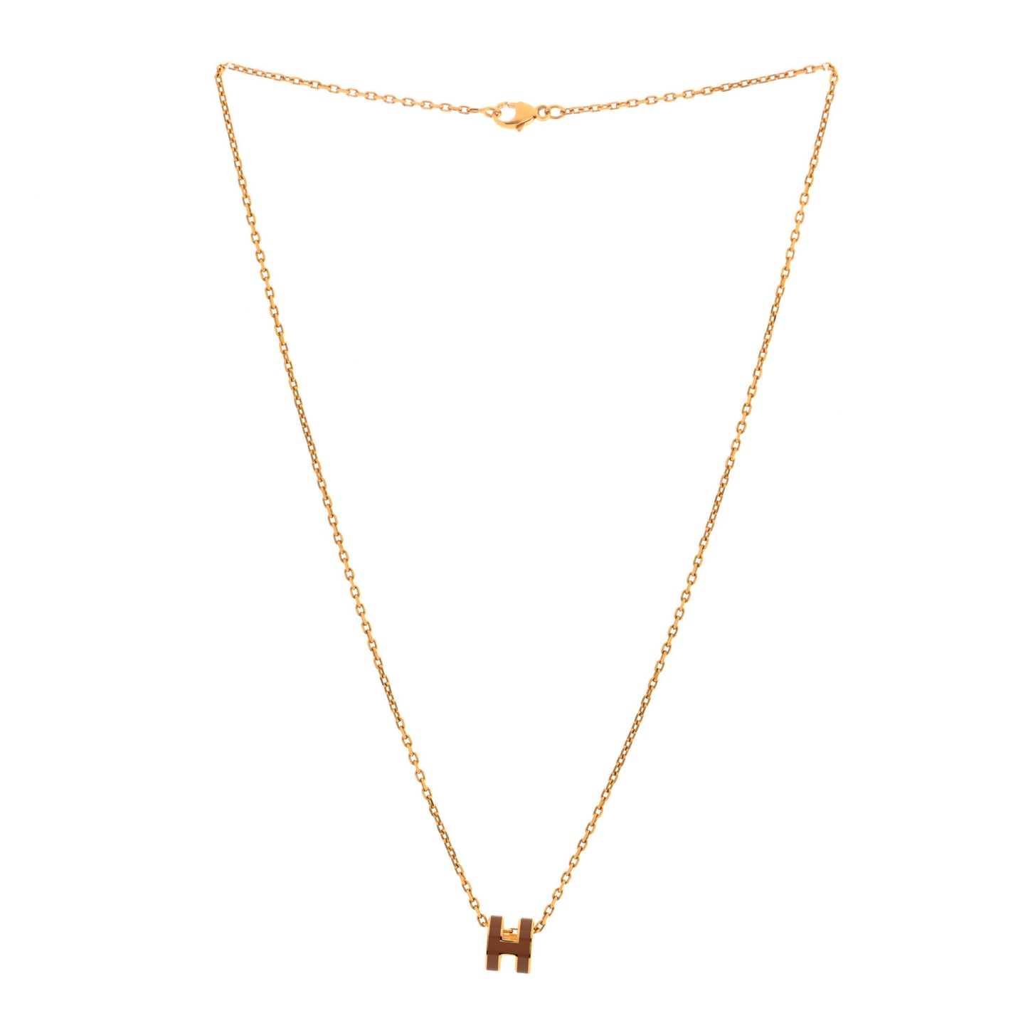 Lacquered Gold Mini Pop H Pendant Necklace New Gold