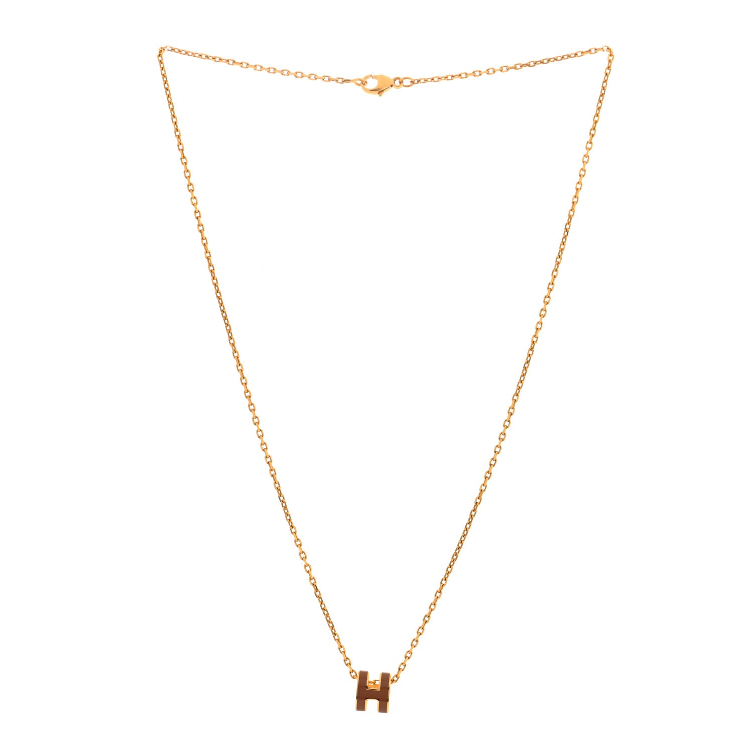 Hermes Lacquered Gold Mini Pop H Pendant Necklace New Gold 3 of 6
