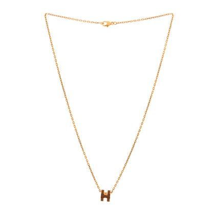 Hermes Lacquered Gold Mini Pop H Pendant Necklace New Gold 3 of 6