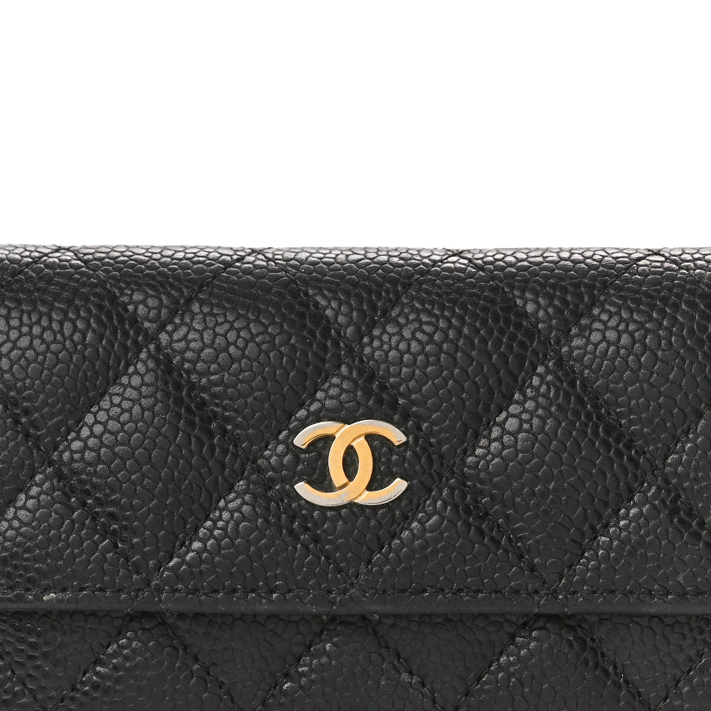 Caviar Quilted Flap Card Holder Black