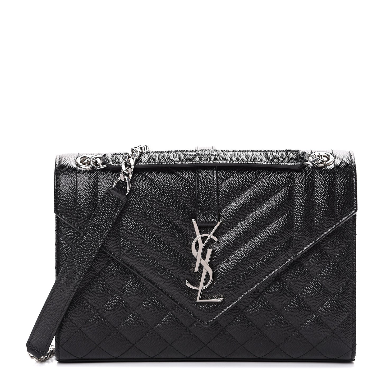 Grain De Poudre Textured Mixed Matelasse Triquilt Medium Monogram Satchel Black