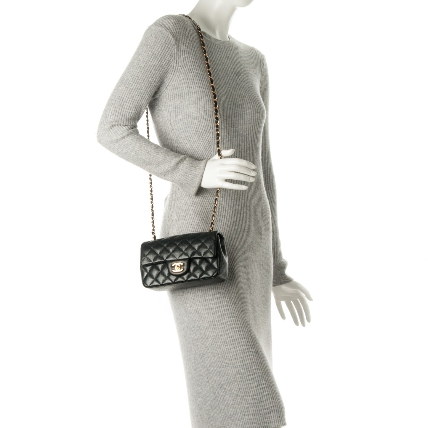 Caviar Quilted Mini Rectangular Flap Black
