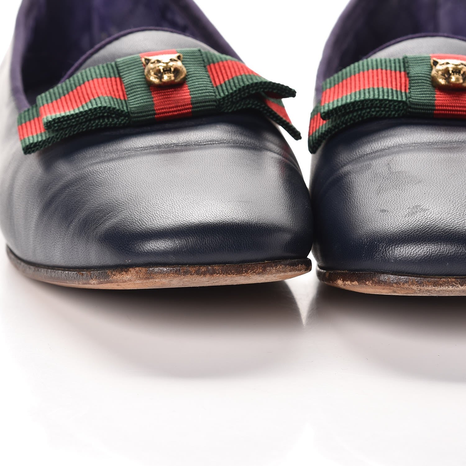 Gucci Calfskin Grosgrain Gallipolli Bow Loafers 38 Navy 15 of 18