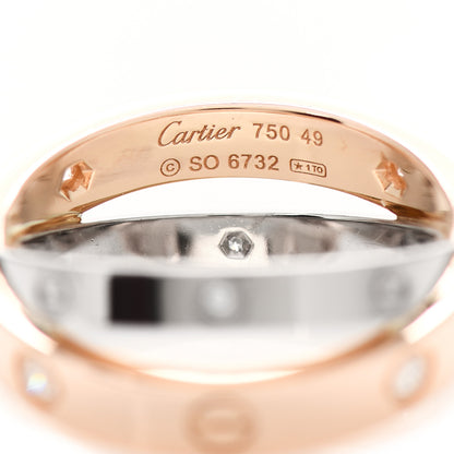 Cartier 18K Pink White Gold 6 Diamonds LOVE Ring 49 5 4 of 5
