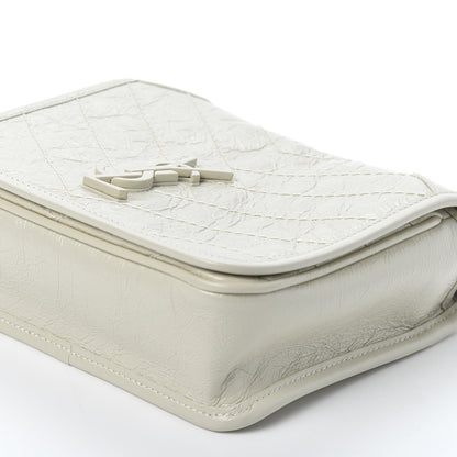 Saint Laurent Crinkled Calfskin Matelasse Monogram Niki Chain Wallet Crema Soft 6 of 9