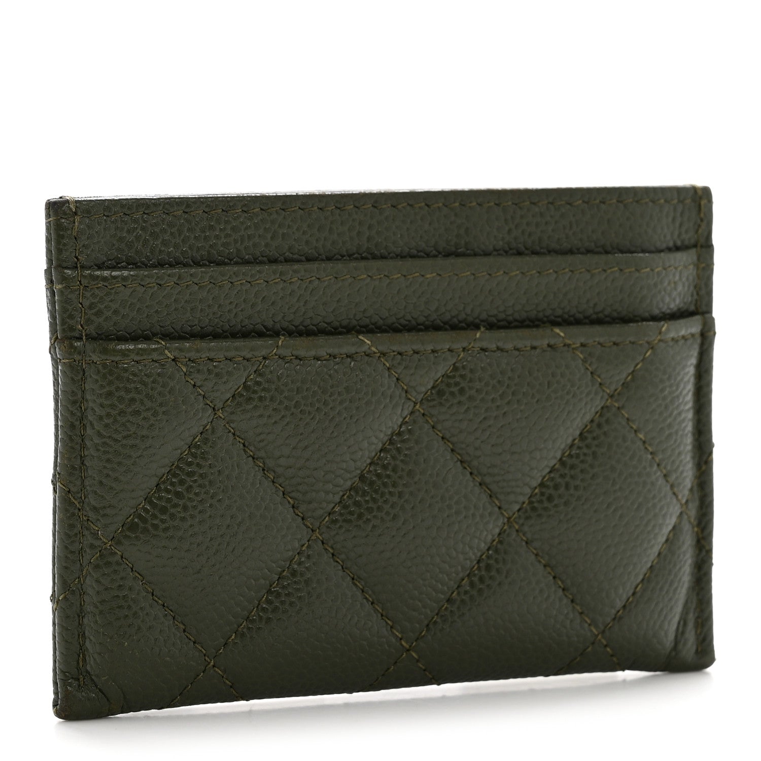 Chanel Caviar Quilted Multi Chain Card Holder Khaki 3 of 11